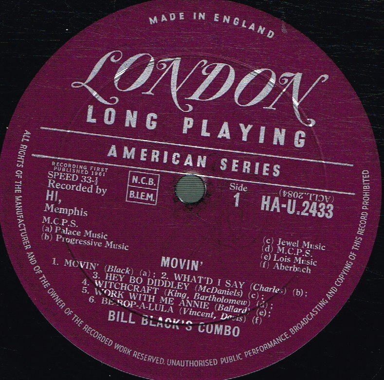 Bill Black's Combo - Movin' - Lp