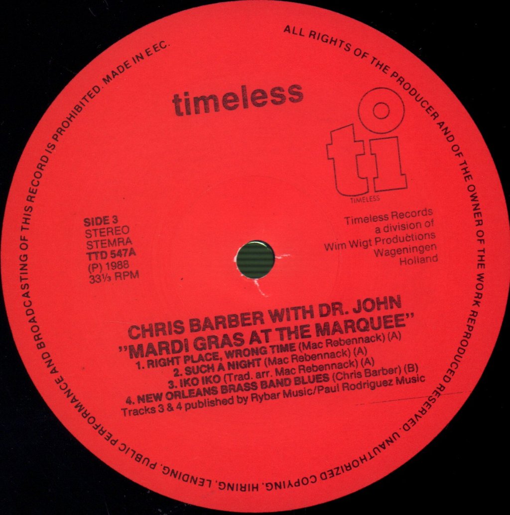 Chris Barber And Dr John - Mardi Gras At The Marquee - Double Lp