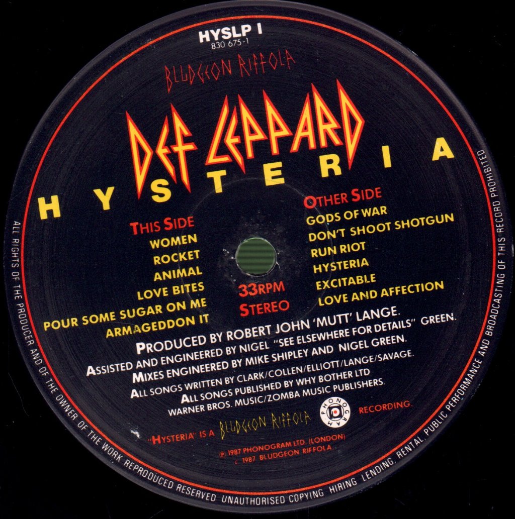 Def Leppard - Hysteria - Lp