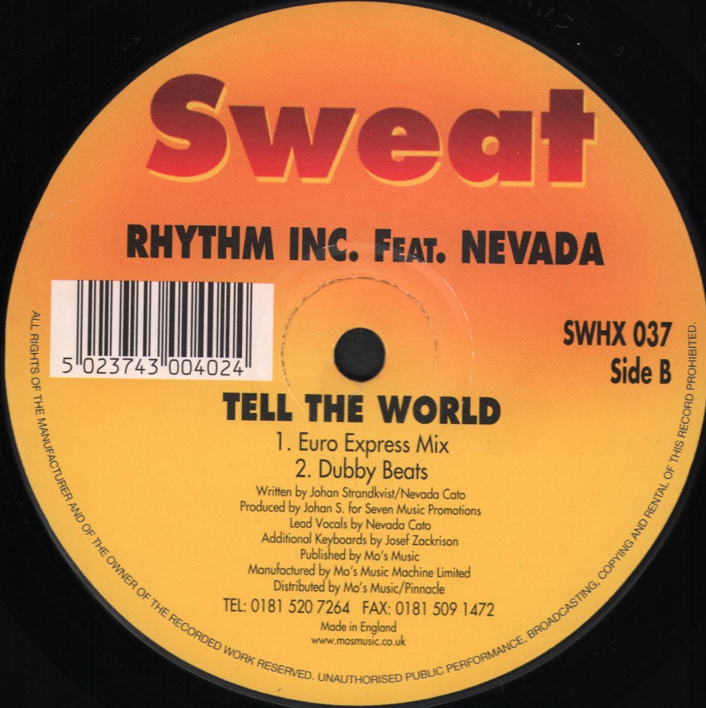 Rhythm Inc. Feat. Nevada - Tell The World - 12 Inch
