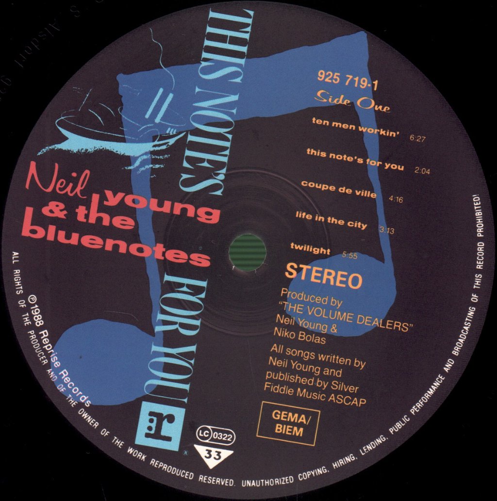 Neil Young And The Bluenotes - This Note's For You - Lp