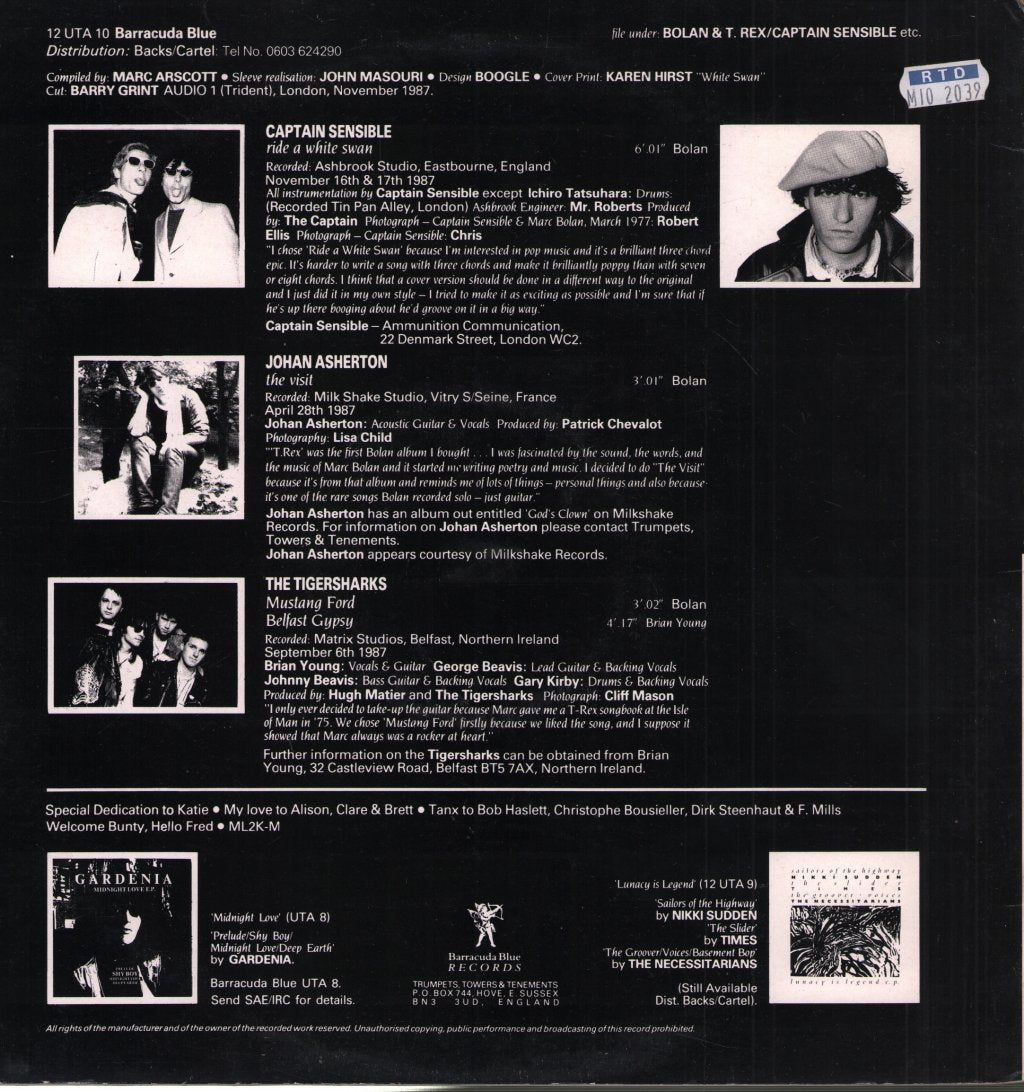 Captain Sensible/Johan Asherton/Tigersharks - Savage Amusement E.P. - 12 Inch