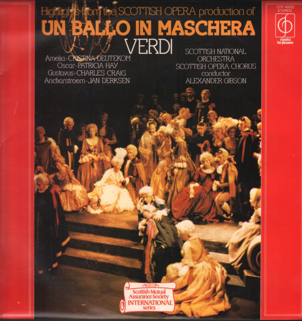 Alexander Gibson / Scottish National Orchestra / Scottish Opera Chorus - Verdi - Un Ballo In Maschera Highlights - Lp