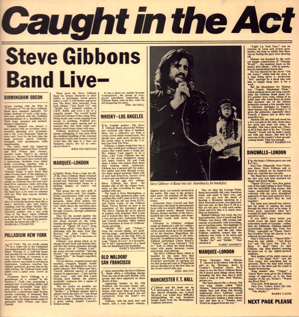 Steve Gibbons Band - Caught In The Act (Live) - Lp