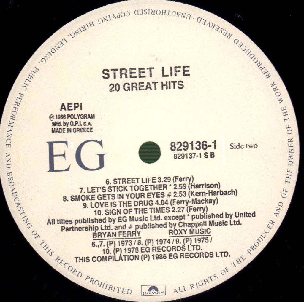 Bryan Ferry And Roxy Music - Street Life (20 Great Hits) - Double Lp