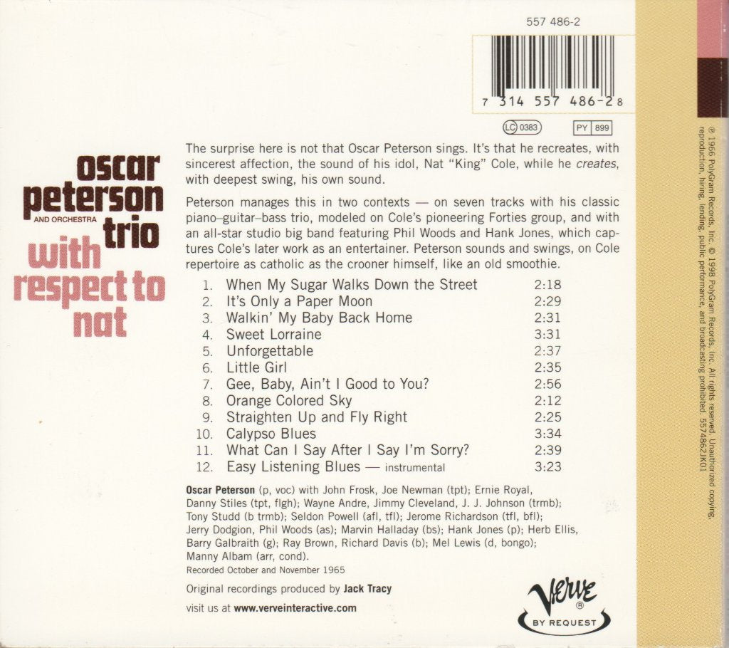 Oscar Peterson Trio - With Respect To Nat - Cd