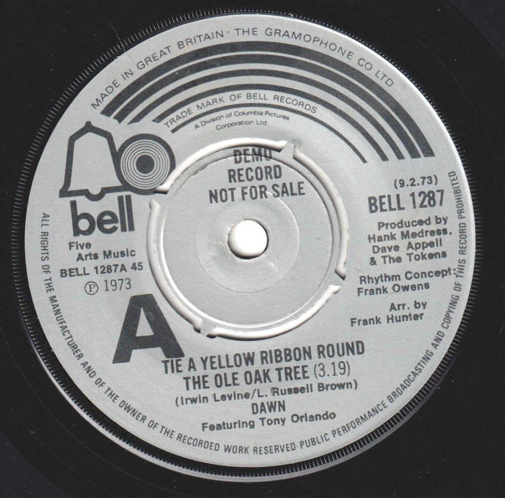 Dawn Featuring Tony Orlando - Tie A Yellow Ribbon Round The Old Oak Tree - 7 Inch