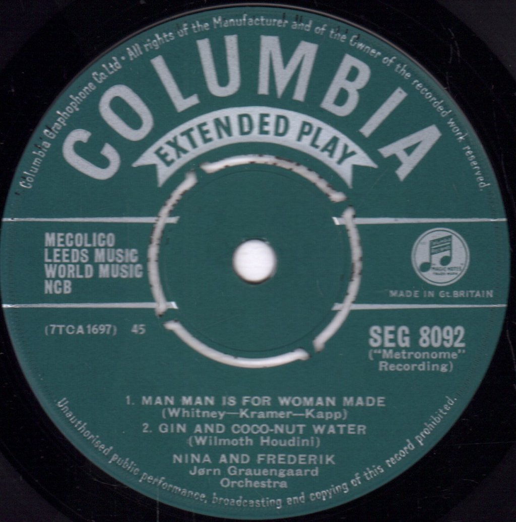 Nina And Frederik - Man Man Is For Woman Made - 7 Inch
