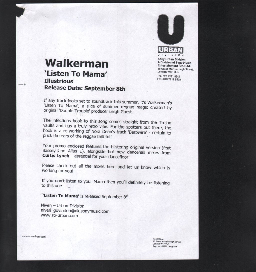 Walkerman - Listen To Mama - 12 Inch