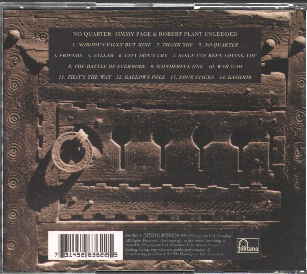 Jimmy Page And Robert Plant - No Quarter: Jimmy Page & Robert Plant Unledded - Cd