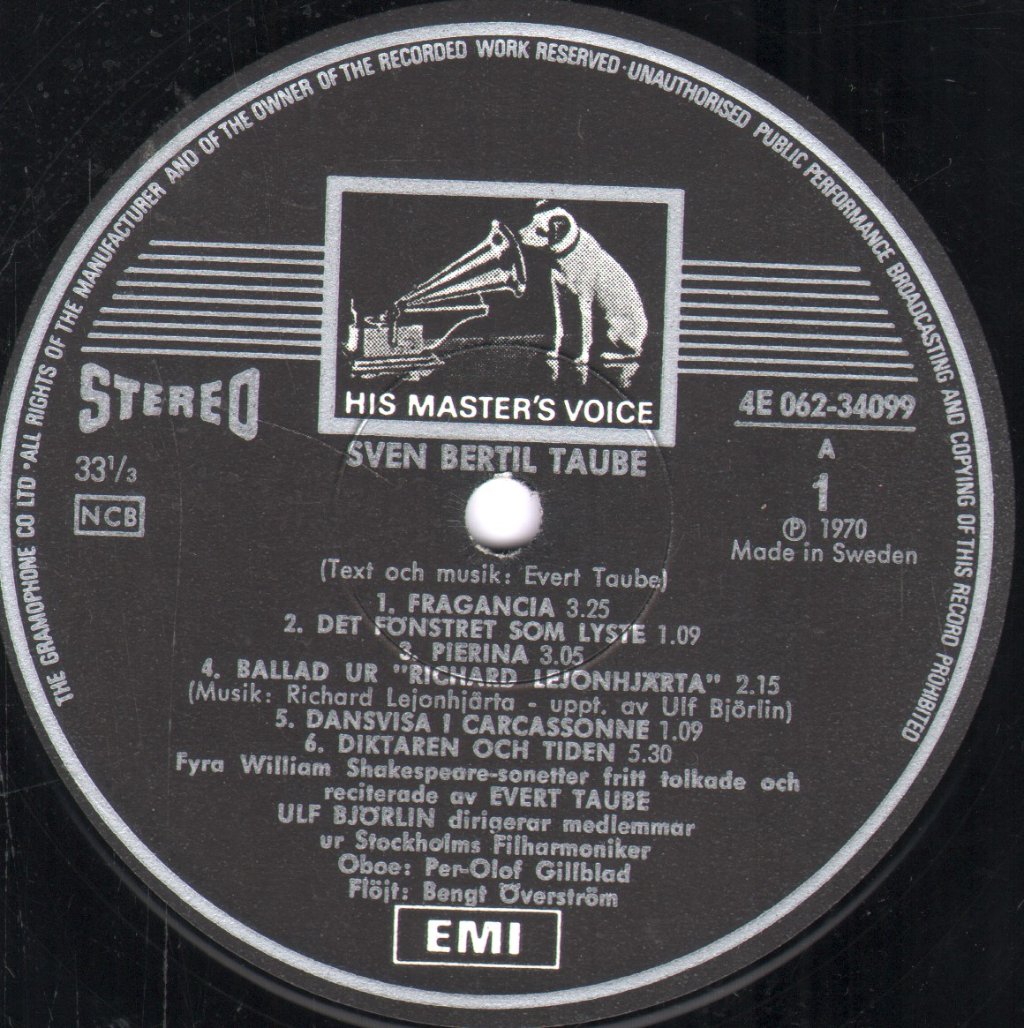 Sven-Bertil Taube - Evert Taube - Lp