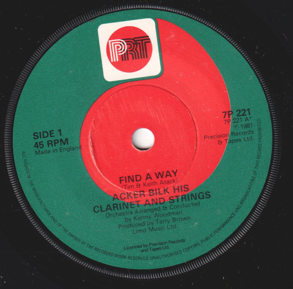 Acker Bilk His Clarinet And Strings - Find A Way - 7 Inch