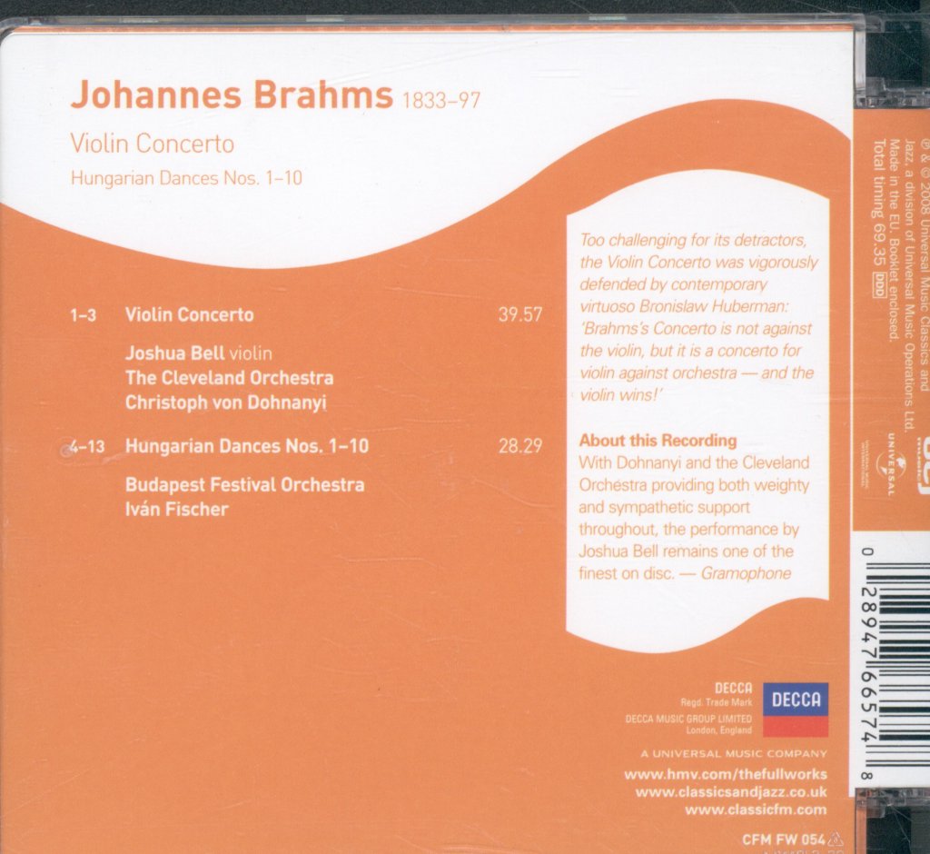 Johannes Brahms - Violin Concerto - Cd