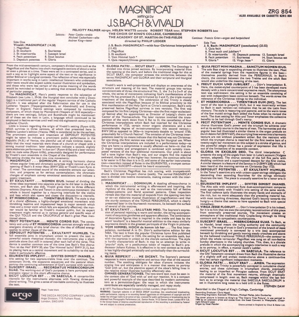 Bach And Vivaldi - Magnificat - Lp