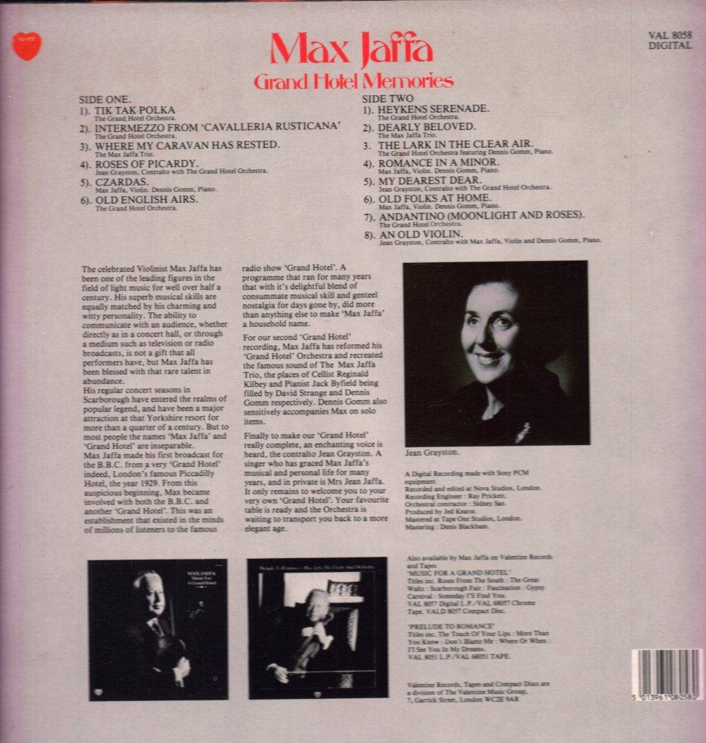 Max Jaffa - Grand Hotel Memories - Lp
