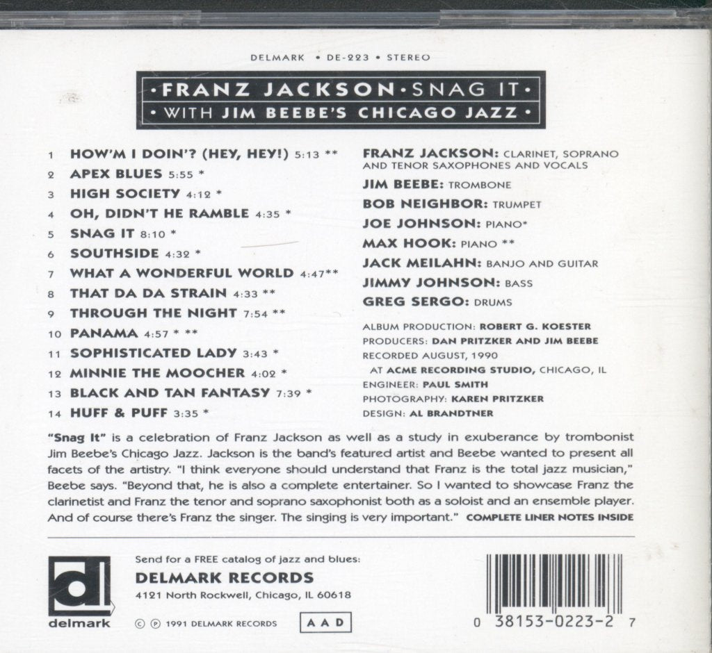 Franz Jackson With Jim Beebe's Chicago Jazz - Snag It - Cd