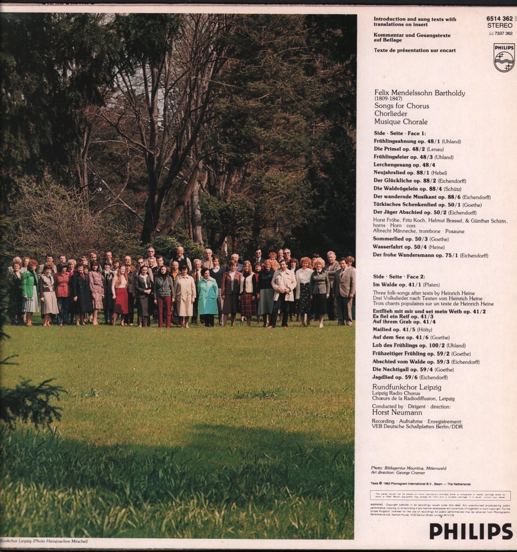 Rundfunkchor Leipzig / Leipzig Rdio Chorus / Horst Neumann - Mendelssohn Choruses - Lp