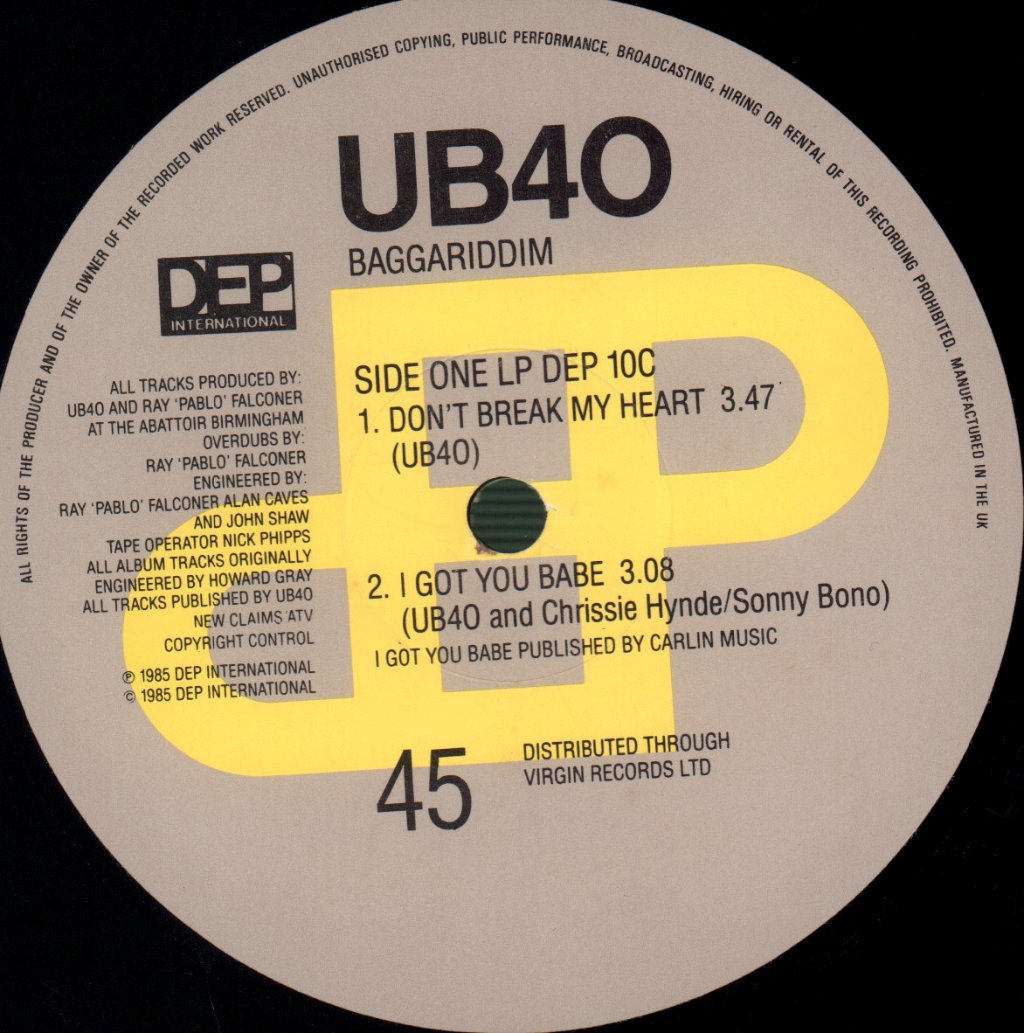 UB40 - Baggariddim - Double Lp