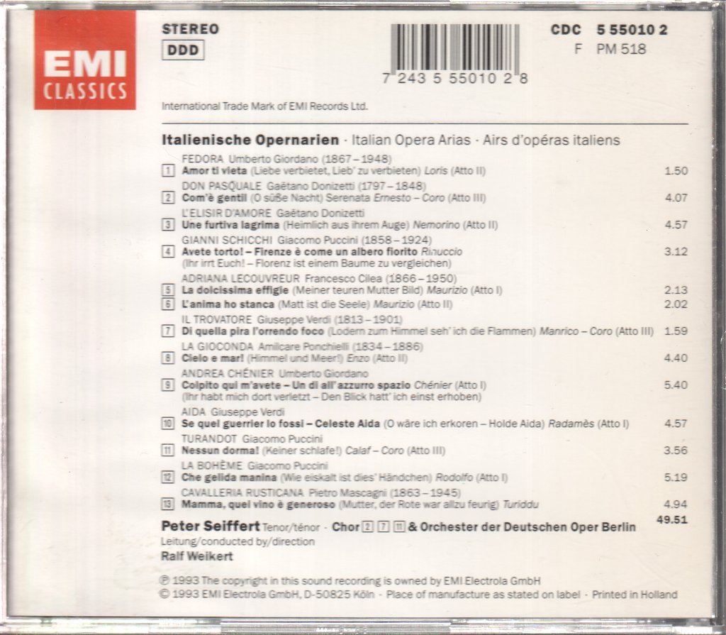 Peter Seiffert - Italienische Opernarien - Cd