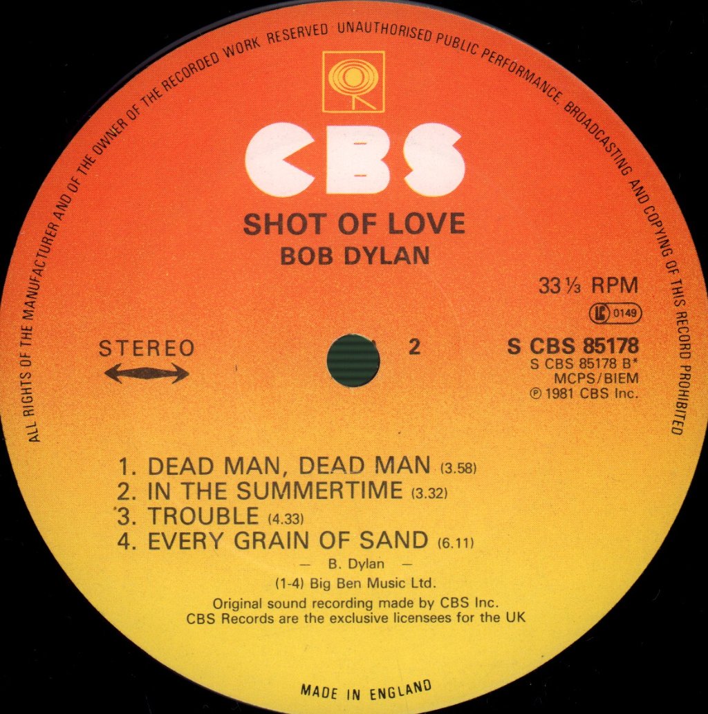 Bob Dylan - Shot Of Love - Lp
