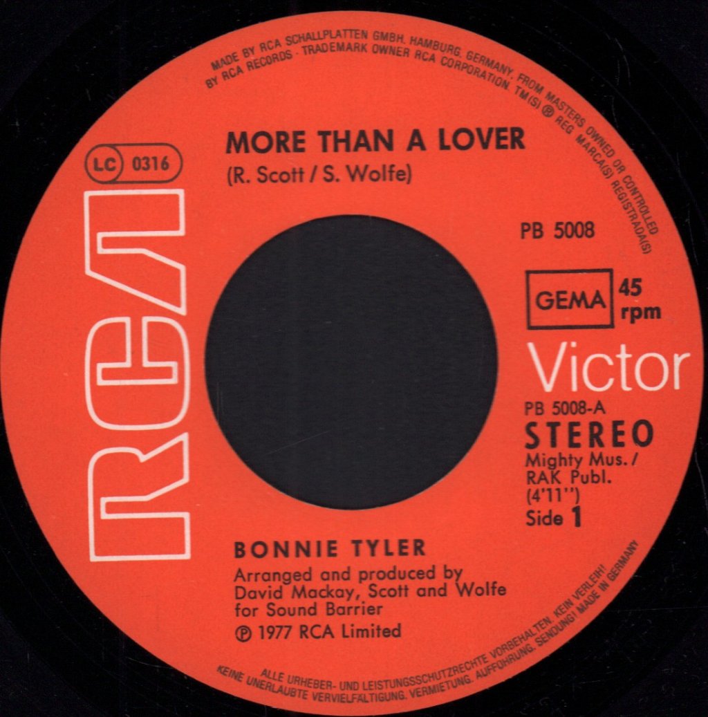 Bonnie Tyler - More Than A Lover - 7 Inch