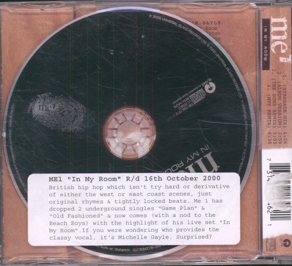 Me 1 Featuring Michelle Gayle - In My Room - Cd
