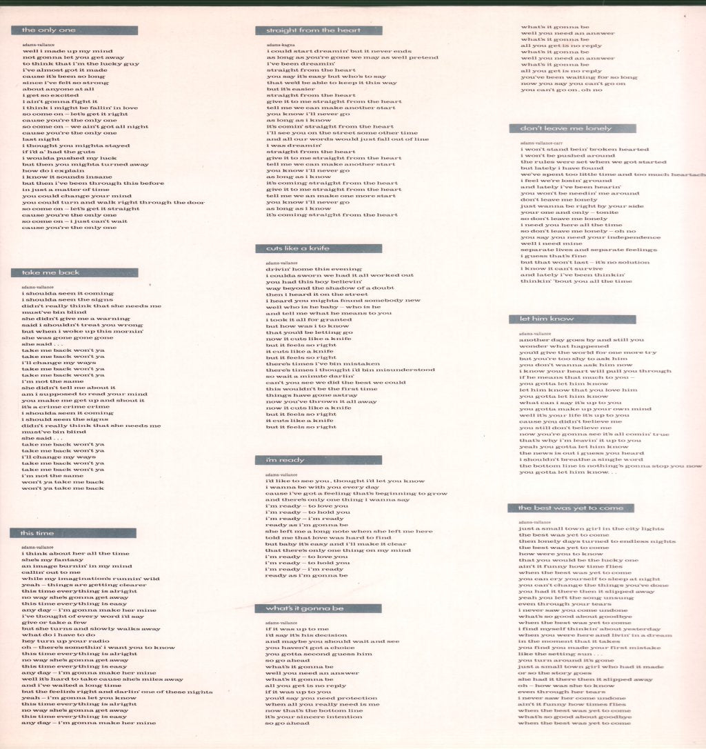 Bryan Adams - Cuts Like A Knife - Lp