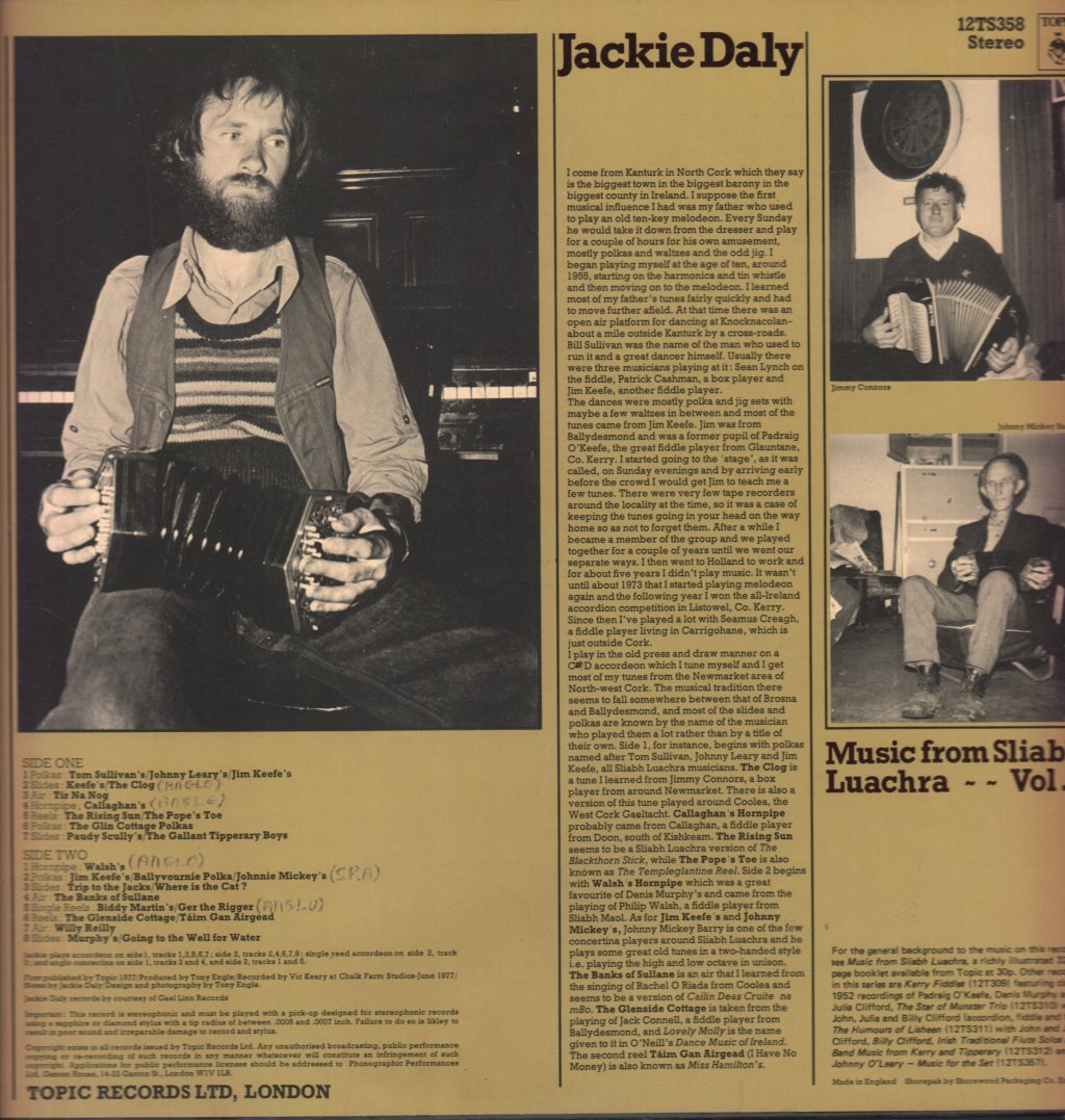 Jackie Daly - Music From The Sliabh Luachra Vol.6 - Lp