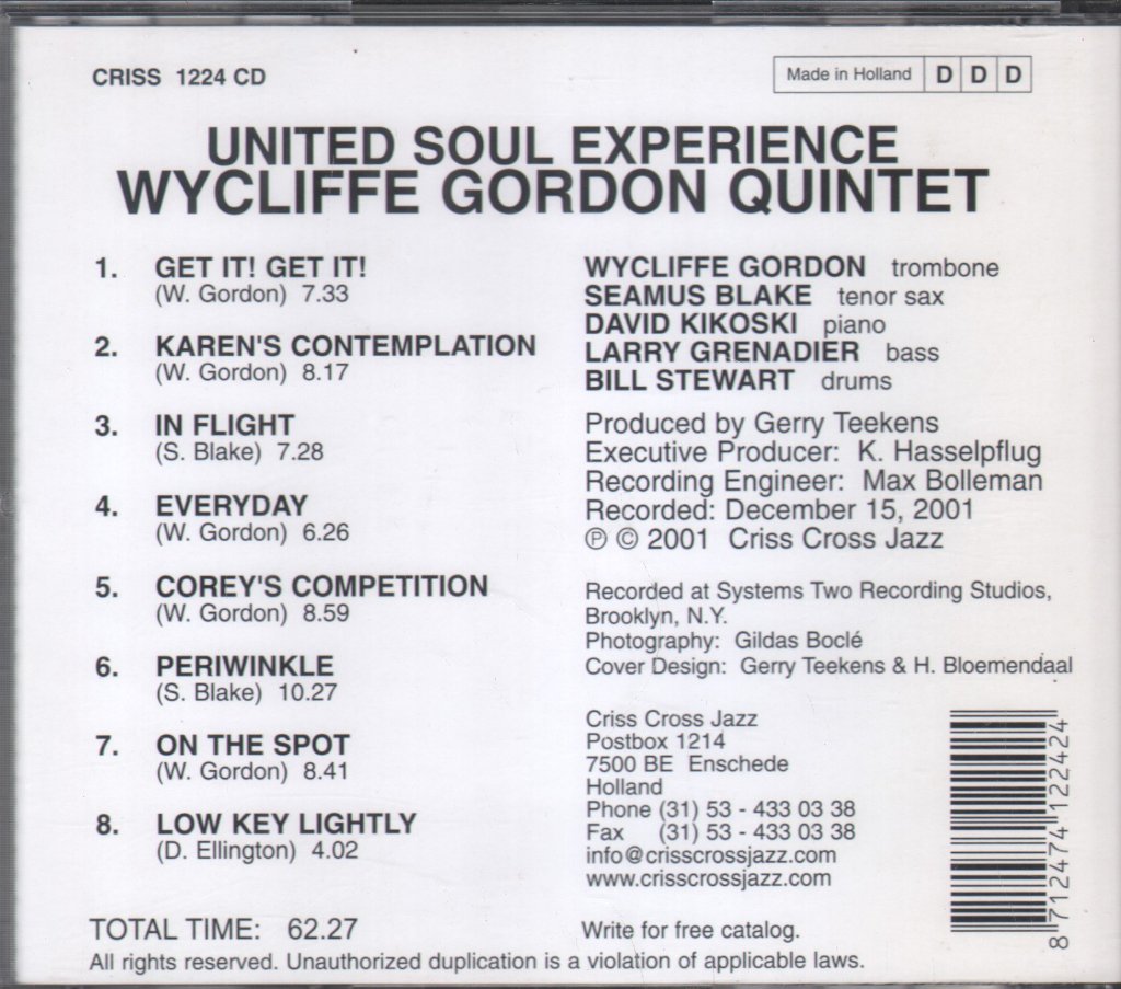 Wycliffe Gordon Quintet - United Soul Experience - Cd