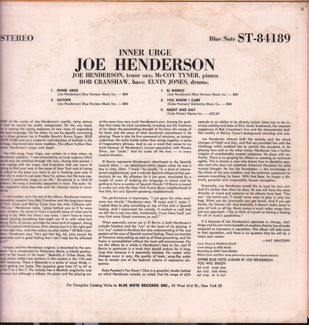 Joe Henderson - Inner Urge - Lp