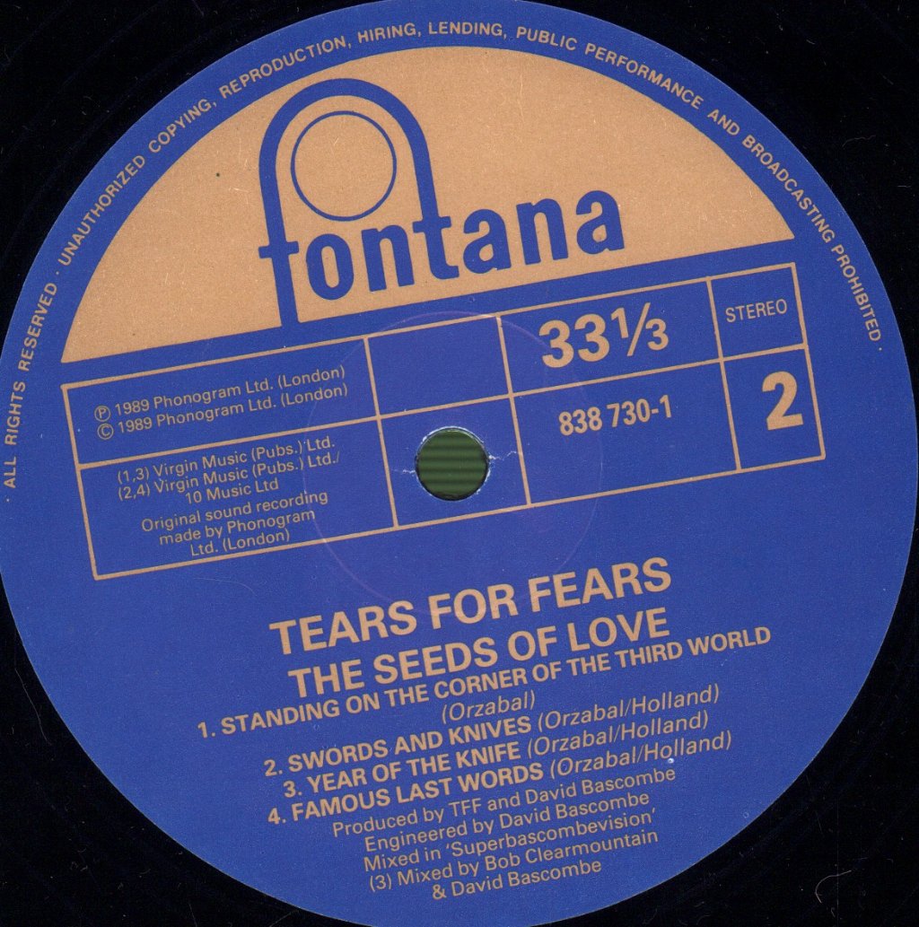 Tears For Fears - Seeds Of Love - Lp