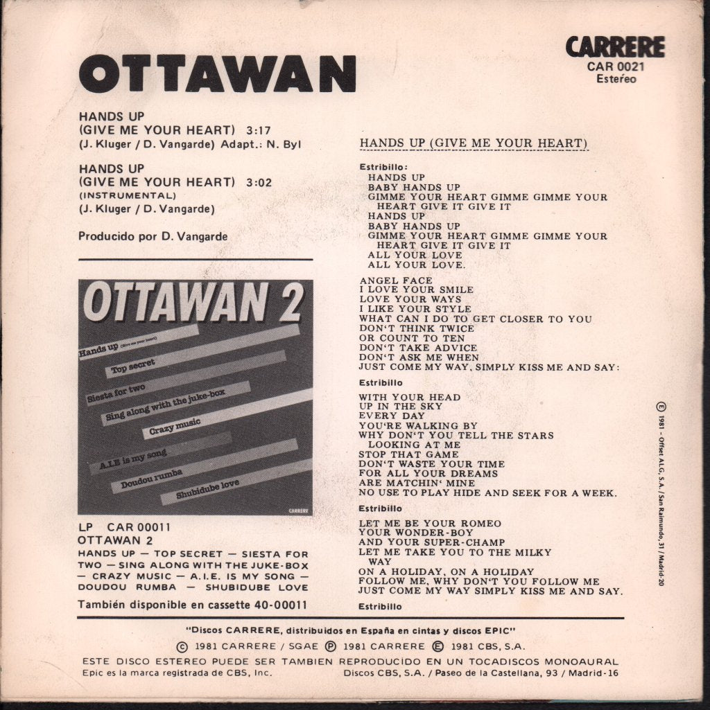 Ottawan - Hands Up - 7 Inch