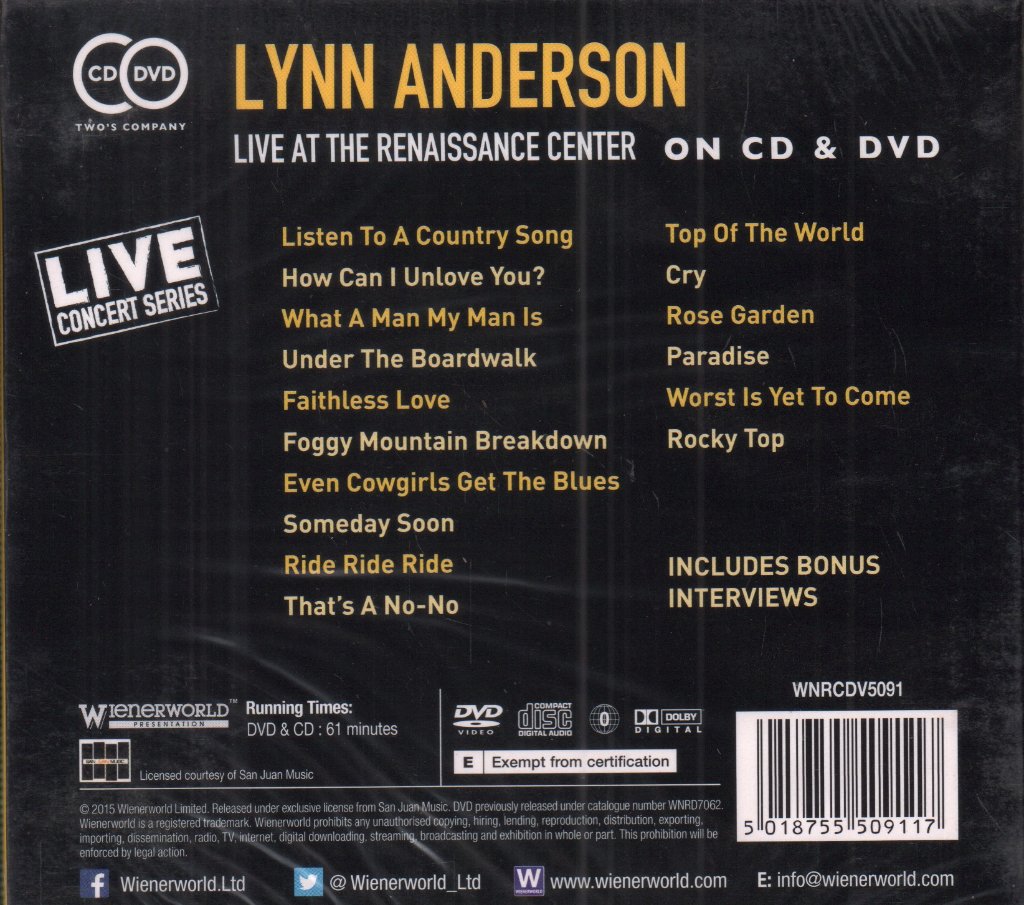 Lynn Anderson - live at the renaissance center - Cd/Dvd – Vinyl Tap