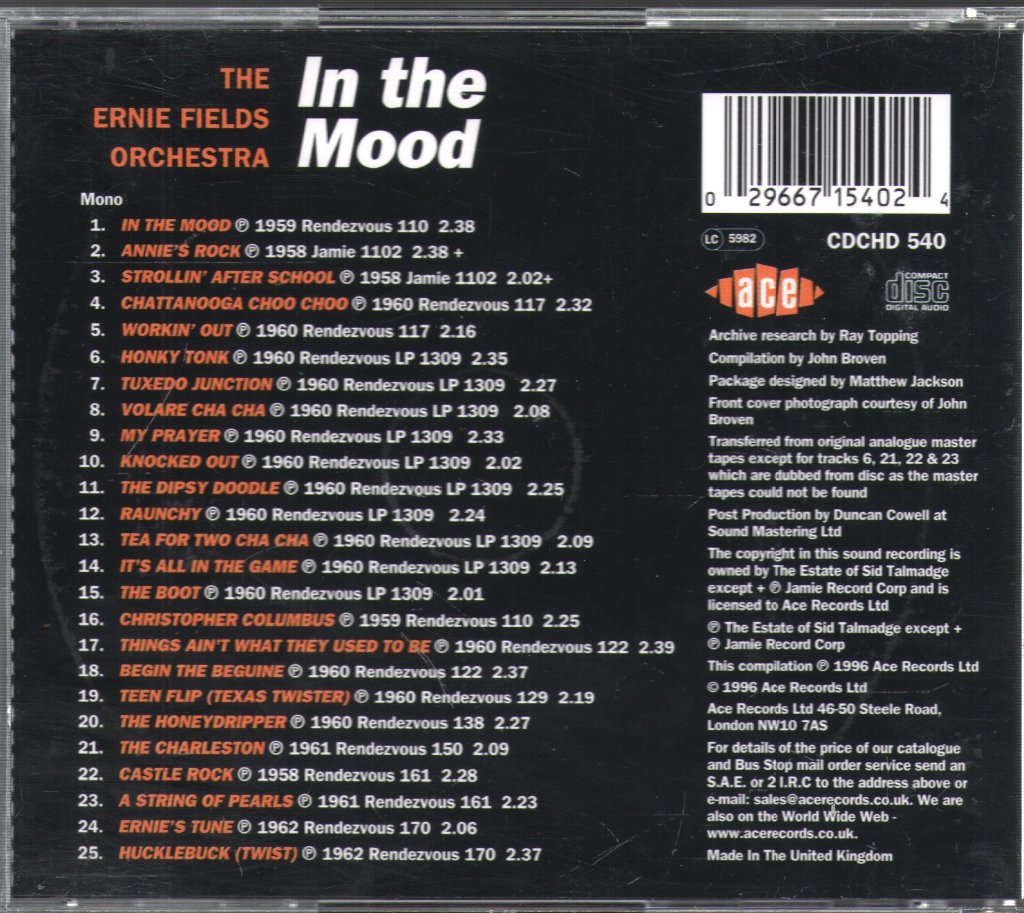 Ernie Fields Orchestra - In The Mood - Cd