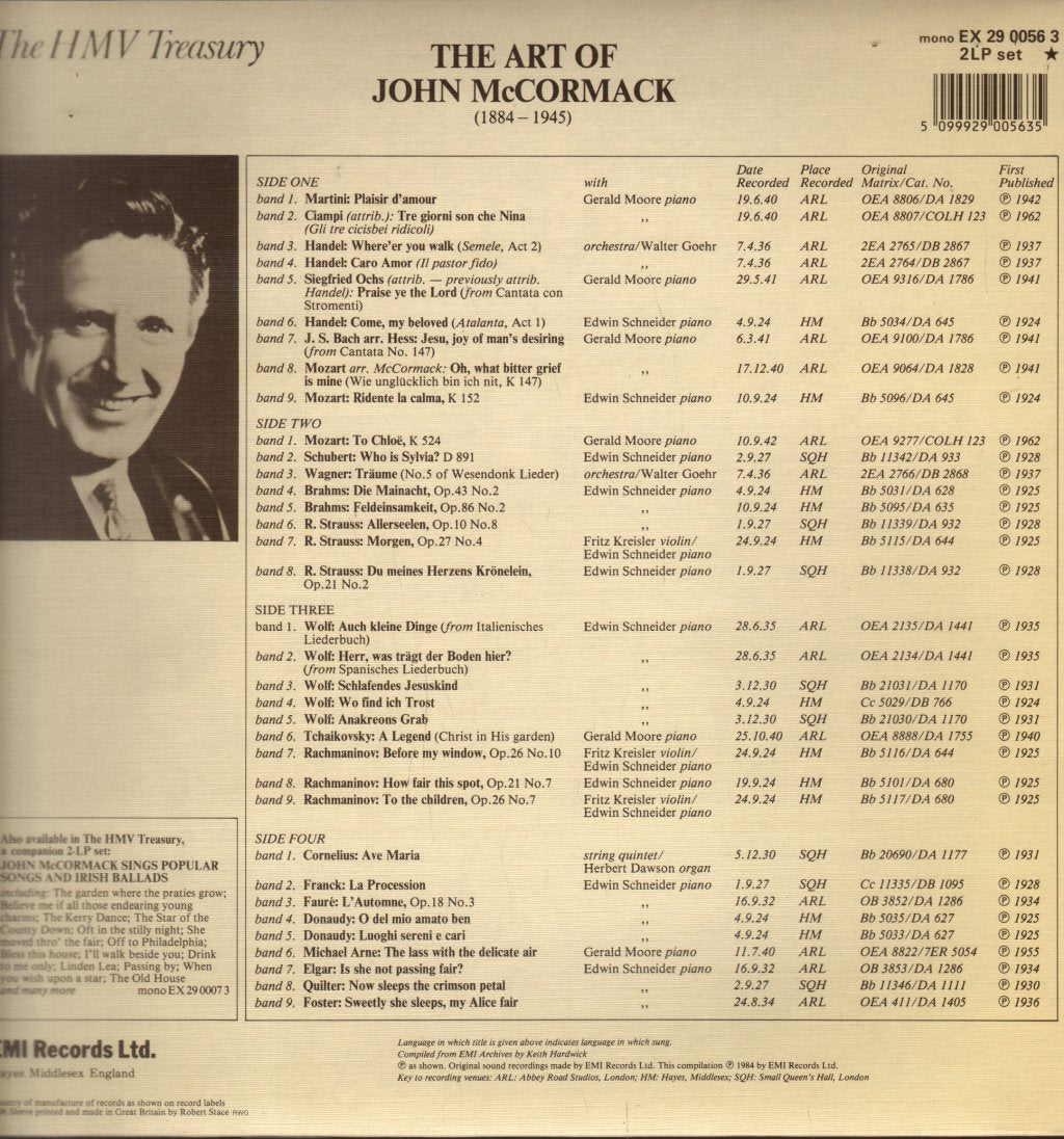 John McCormack - Art Of John McCormack - Double Lp