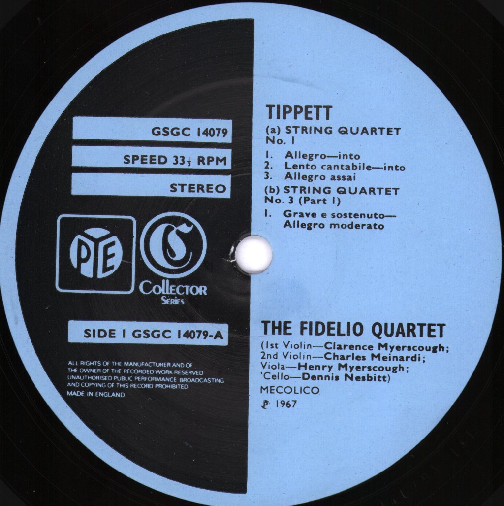 Fidelio Quartet - Tippett - String Quartet No.1 / String Quartet No.3 - Lp