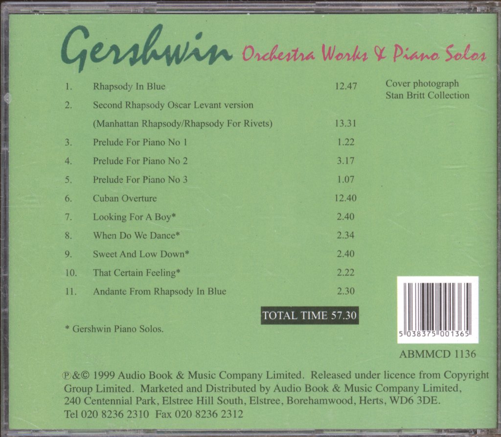 George Gershwin - Orchestral Works and Piano Solos - Cd