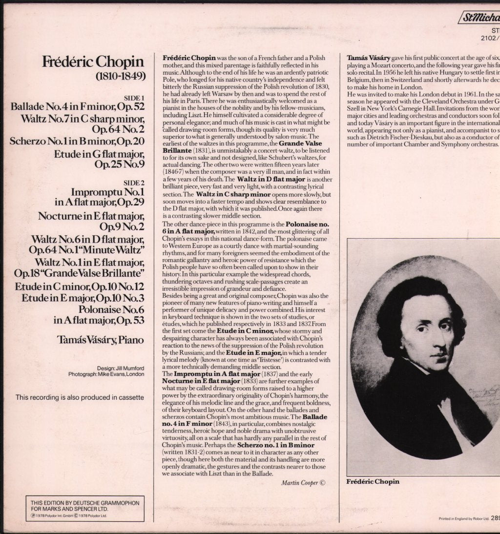 Tamas Vasary - Frederic Chopin - Piano Works - Lp