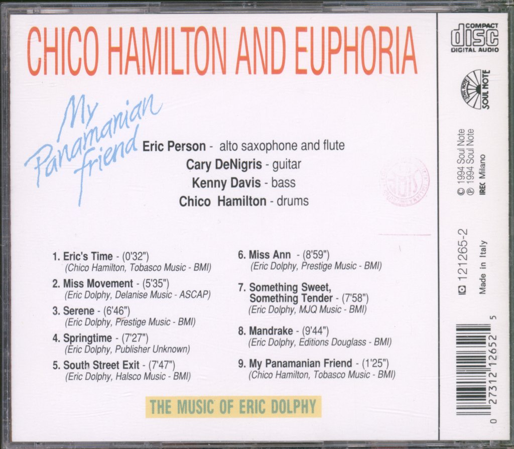 Chico Hamilton And Euphoria - My Panamanian Friend (The Music Of Eric Dolphy) - Cd