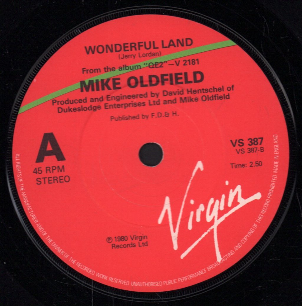 Mike Oldfield - Wonderful Land/Sheba - 7 Inch