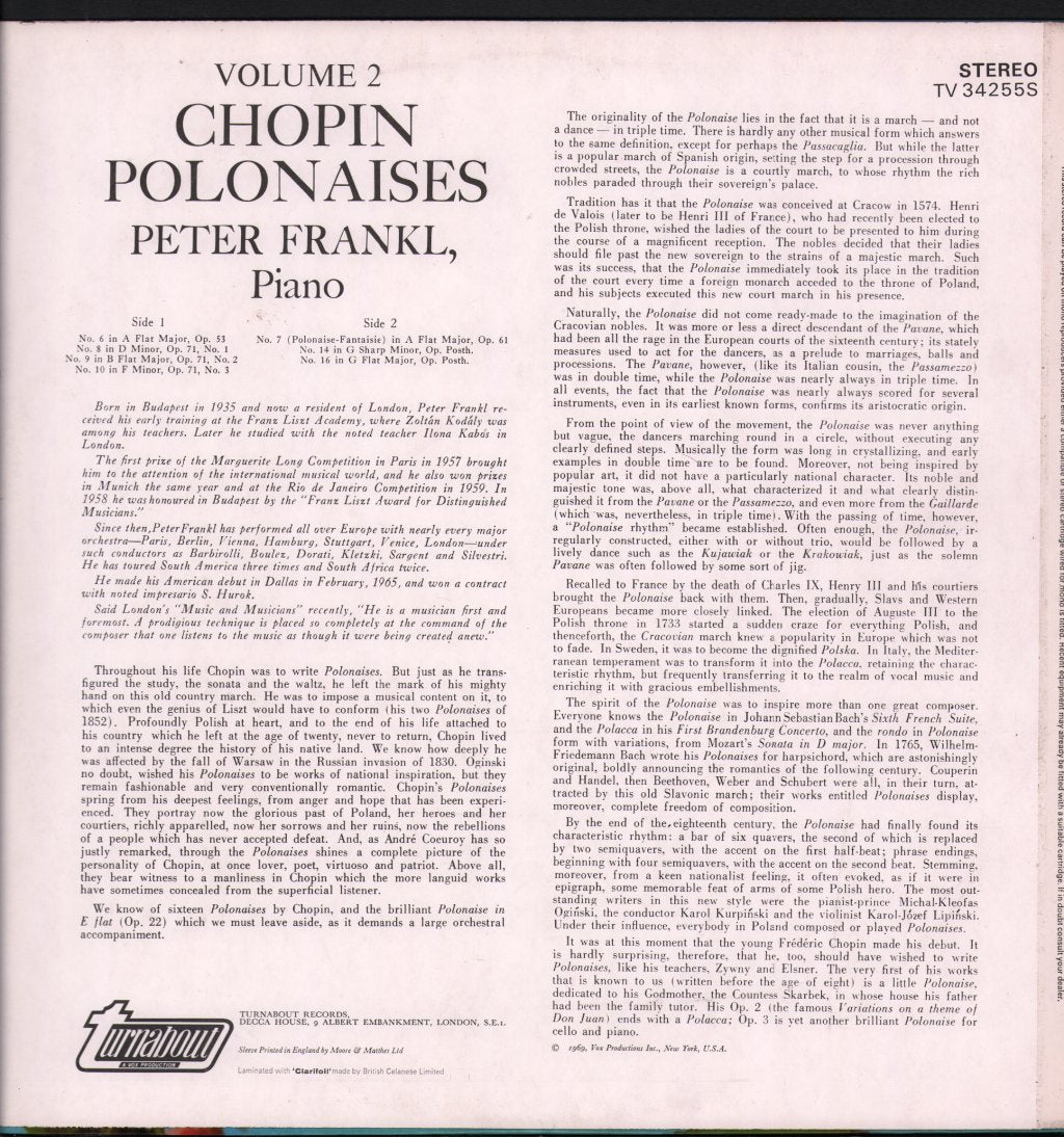 Peter Frankl - Chopin - Polonaises (Complete) Volume 2 - Lp