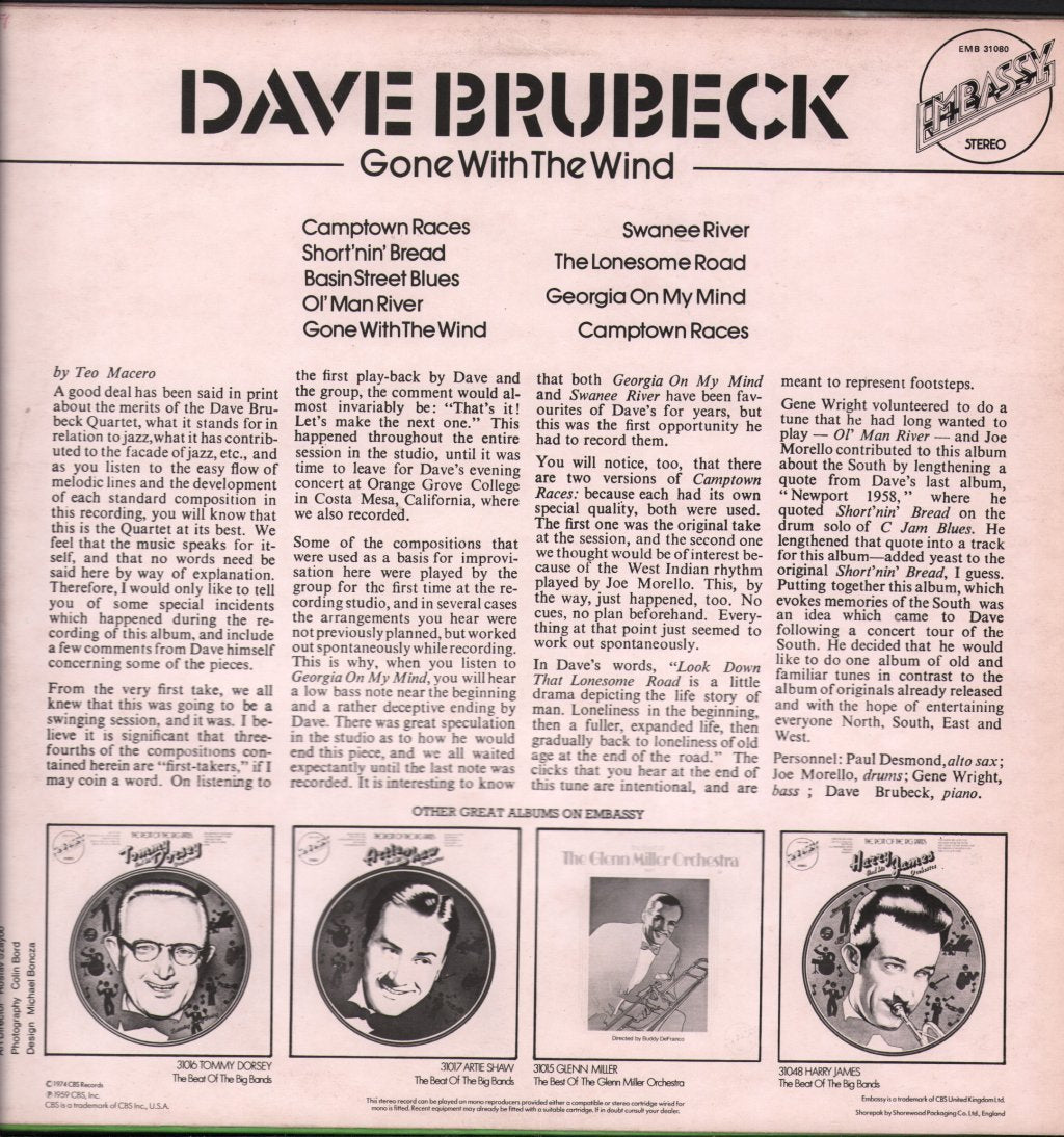 Dave Brubeck - Gone With The Wind - Lp