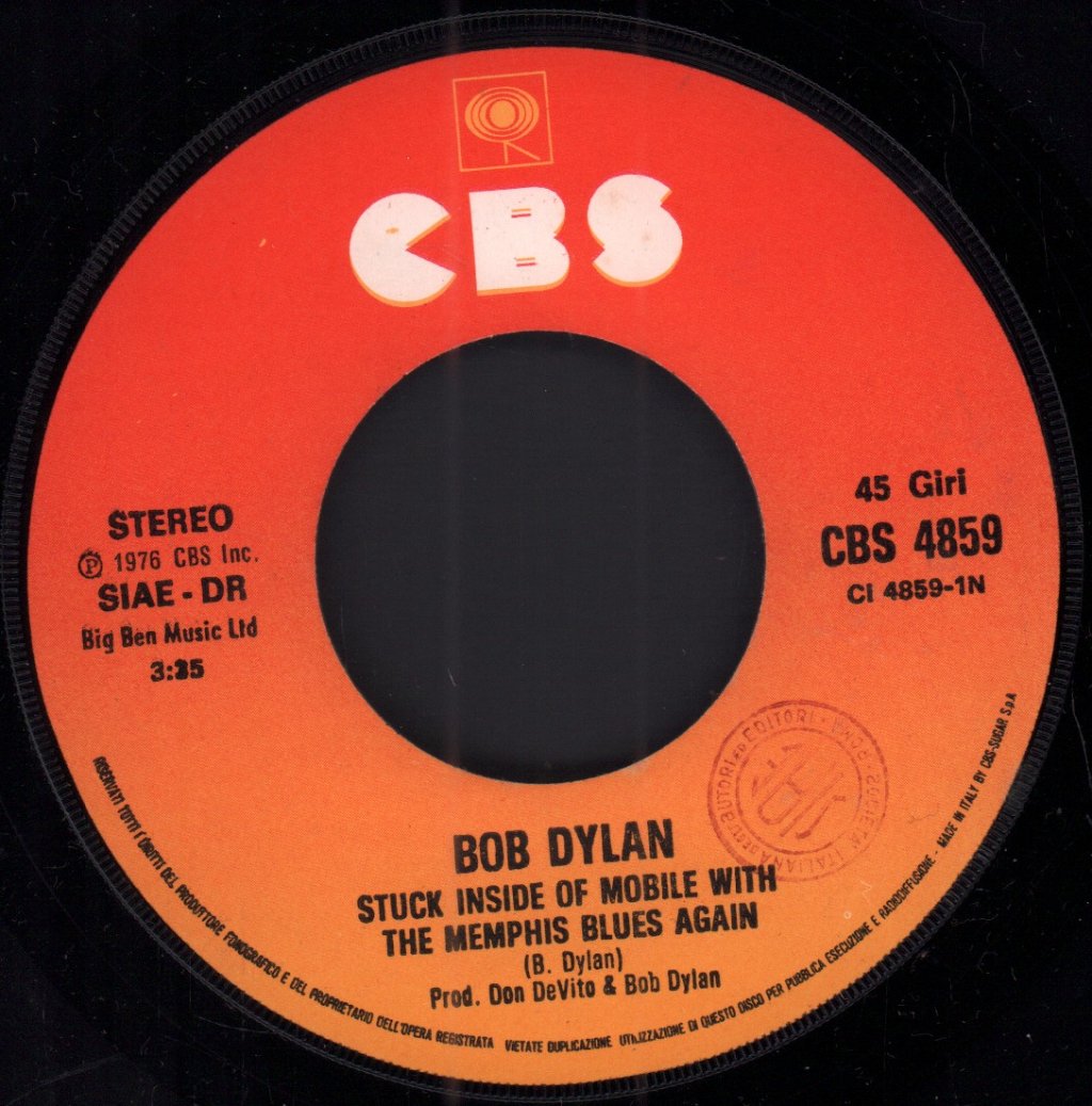 Bob Dylan - Stuck Inside Of Mobile With The Memphis Blues Again - 7 Inch