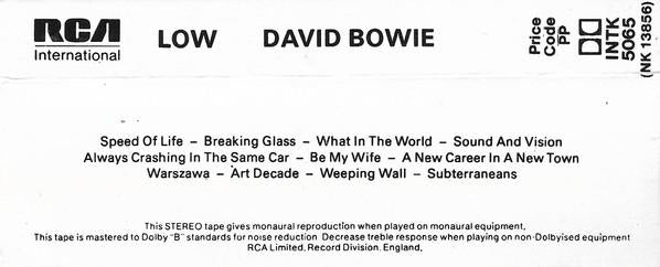 David Bowie - Low - Cassette