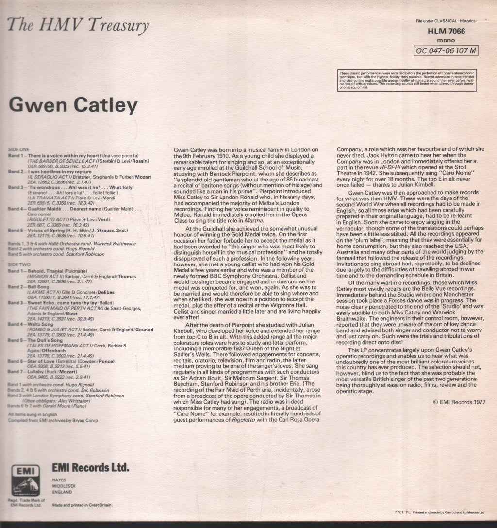Gwen Catley - Favorite Coloratura And Songs - Lp