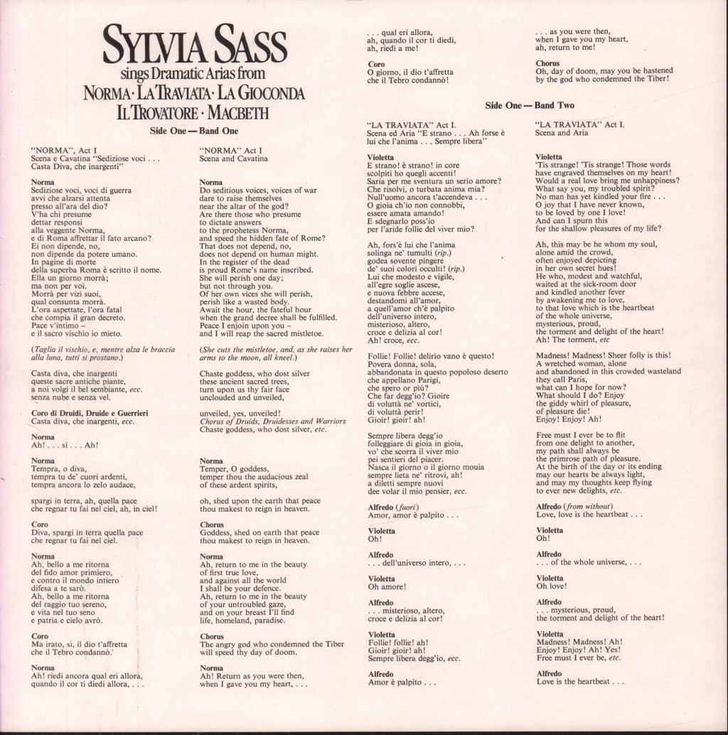 Sylvia Sass / Lamberto Gardelli / National Philharmonic Orchestra - Sings Dramatic Arias - Lp