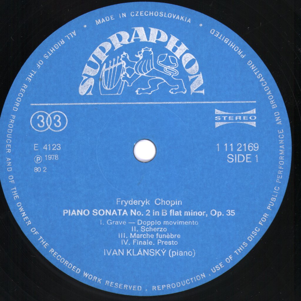 Ivan Klansky - Piano Sonatas - Chopin - No. 2 In B Flat Minor / Prokofiev - No. 1 In F Minor / No· 4 In C Minor - Lp