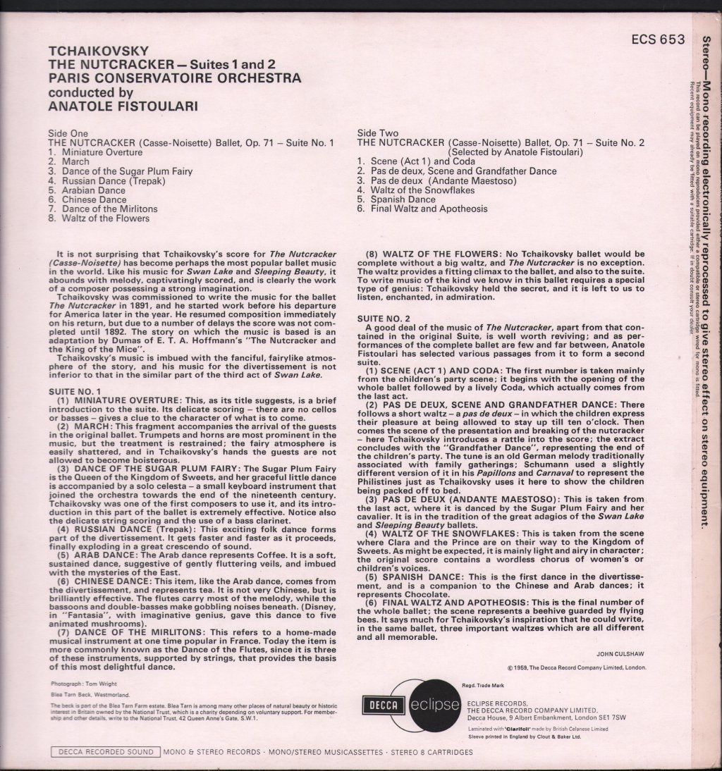 Anatole Fistoulari / Paris Conservatoire - Tchaikovsky - Nutcracker - Suites 1 And 2 - Lp