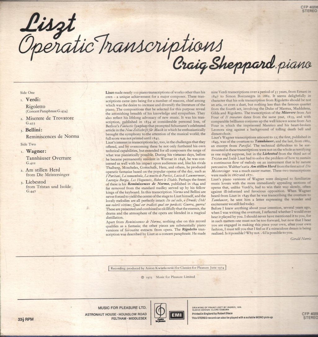 Craig Sheppard - Operatic Transcriptions - Lp