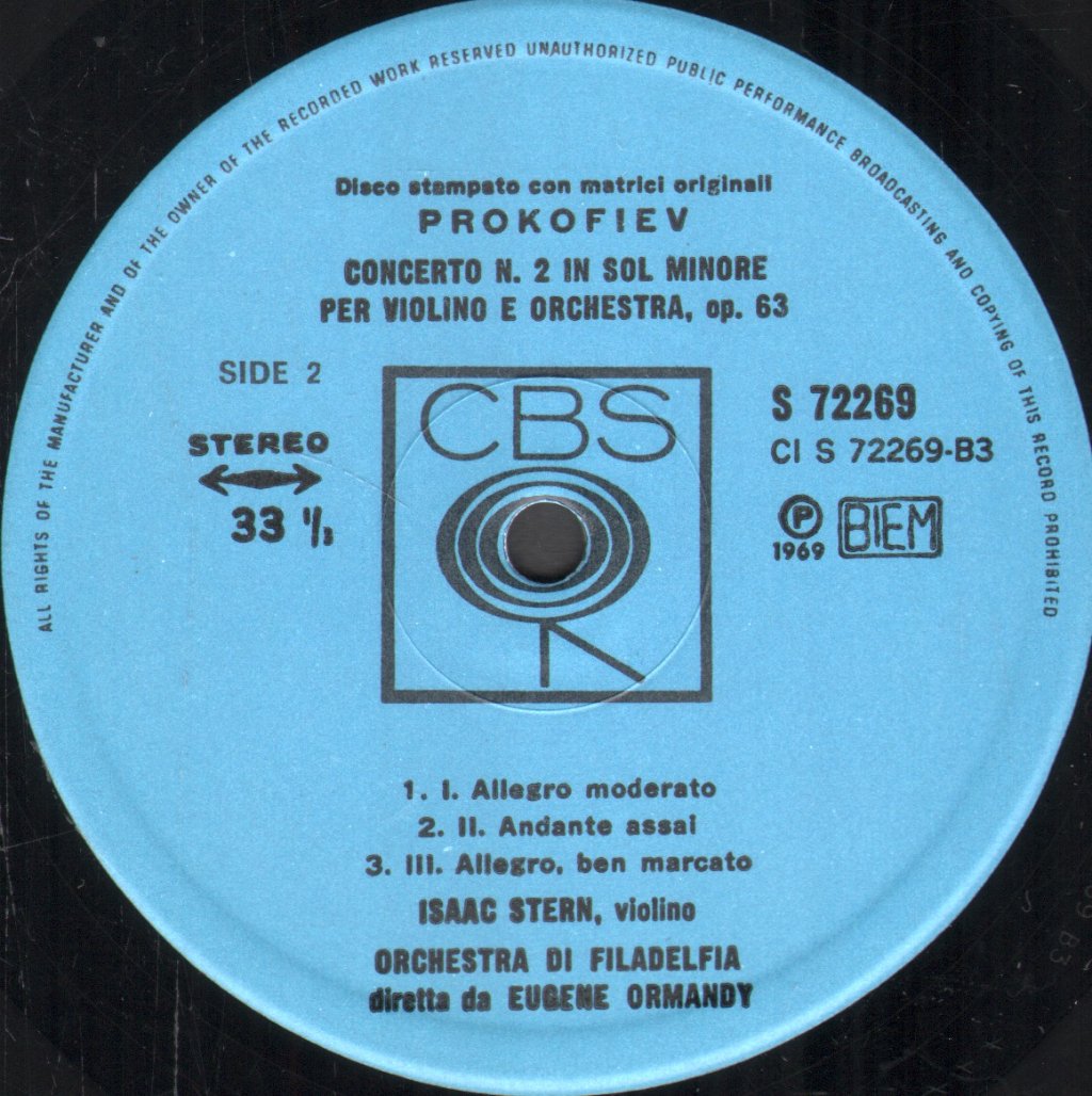 Isaac Stern / Eugene Ormandy / Philadelphia Orchestra - Prokofiev - Violin Concertos - Lp